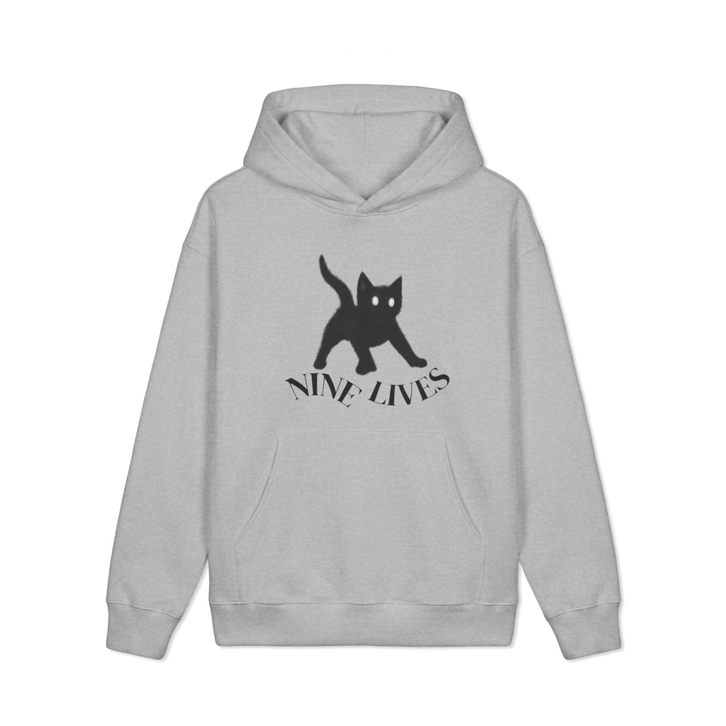 Black Cat Illustration Hoodie | Brown Pullover Sweatshirt