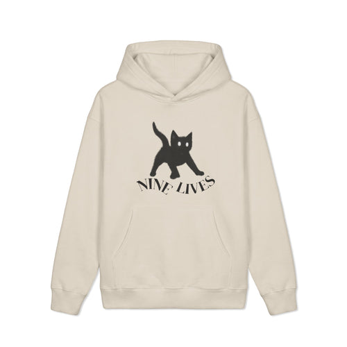 Black Cat Illustration Hoodie | Brown Pullover Sweatshirt
