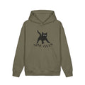 Black Cat Illustration Hoodie | Brown Pullover Sweatshirt